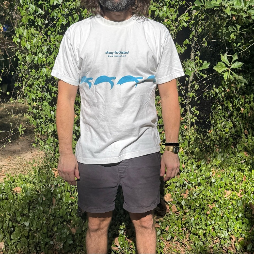Vintage Grand Cayman Dolphin Shirt Stay Focused Large